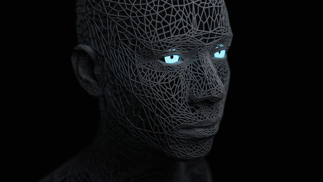 Human face with digital technology imagery